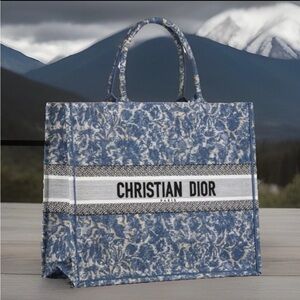 Dior Large Book Tote Brocart Embroidery With Denim Effect